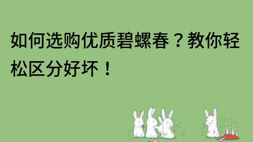 如何选购优质碧螺春？教你轻松区分好坏！