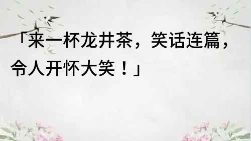 「来一杯龙井茶，笑话连篇，令人开怀大笑！」