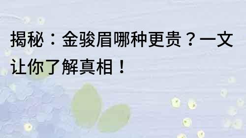 揭秘：金骏眉哪种更贵？一文让你了解真相！