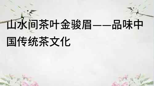 山水间茶叶金骏眉——品味中国传统茶文化