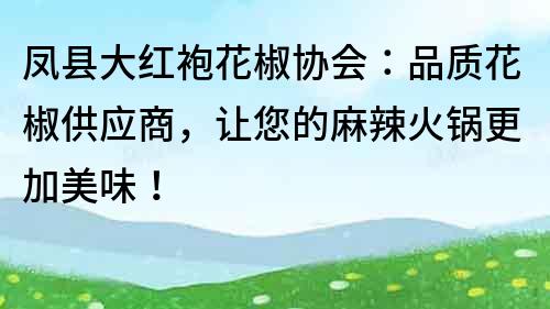 凤县大红袍花椒协会：品质花椒供应商，让您的麻辣火锅更加美味！