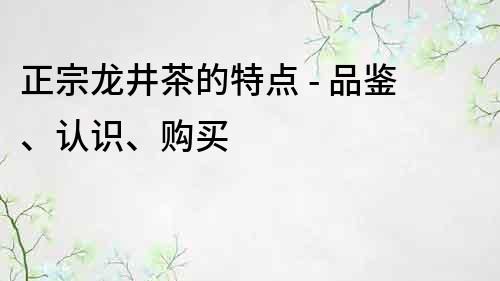 正宗龙井茶的特点 - 品鉴、认识、购买