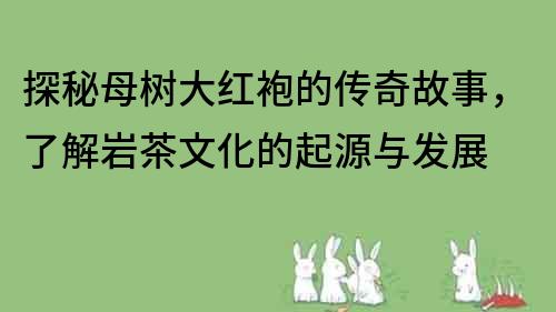 探秘母树大红袍的传奇故事，了解岩茶文化的起源与发展