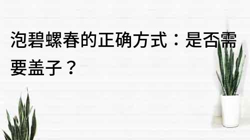 泡碧螺春的正确方式：是否需要盖子？