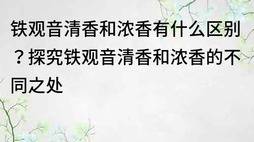 铁观音清香和浓香有什么区别？探究铁观音清香和浓香的不同之处