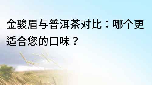 金骏眉与普洱茶对比：哪个更适合您的口味？