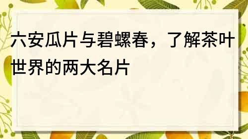 六安瓜片与碧螺春，了解茶叶世界的两大名片