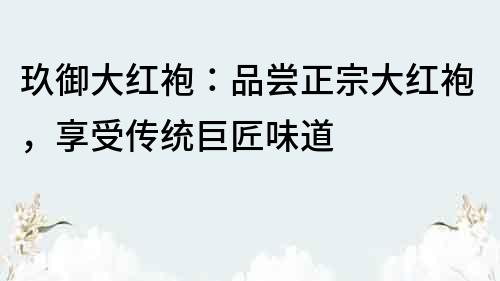 玖御大红袍：品尝正宗大红袍，享受传统巨匠味道