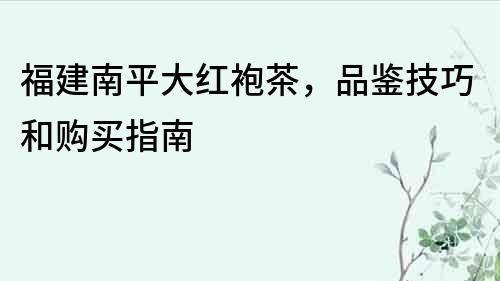 福建南平大红袍茶，品鉴技巧和购买指南